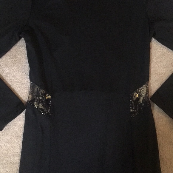 Black Ball Gown with Gold Lace Cutouts Size M - Picture 9 of 9